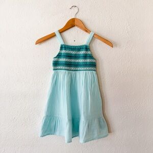 Cat & Jack Girls Aqua Crochet Gauze Dress